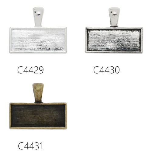 20Pcs 10*25MM rectangulaire Antique Couleur en Alliage de Zinc Pendentif Plateau Blank Base