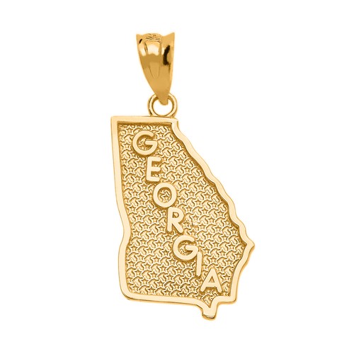 14k Yellow Gold Georgia State Map United States Pendant Necklace