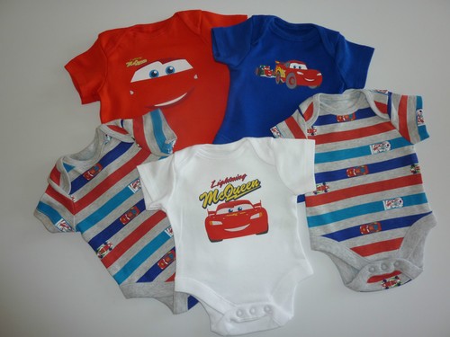 Vests NEW in Pack Disney CARS 5 Cute Short Sleeved Bodysuits