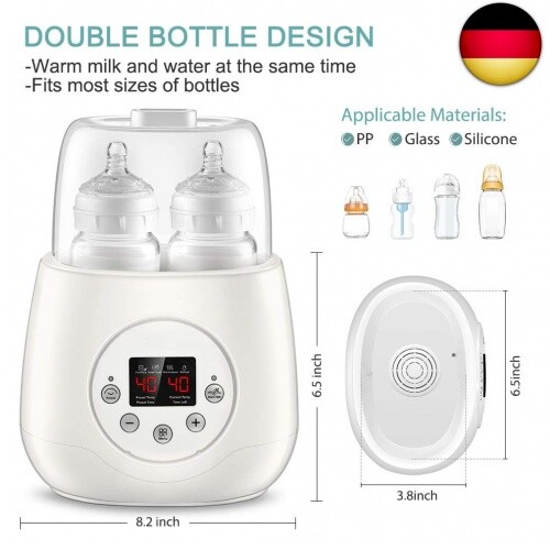 Flaschenwärmer Baby Bottle Warmer 6 in 1 Doppel Flaschen Sterilisator und