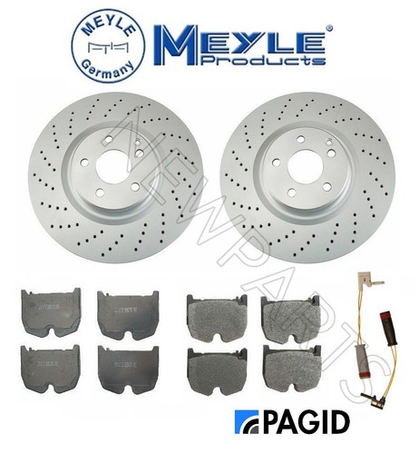 Front Vented Disc Brake Rotors /& Pad Set /& Sensors For Mercedes S211 W211 W219