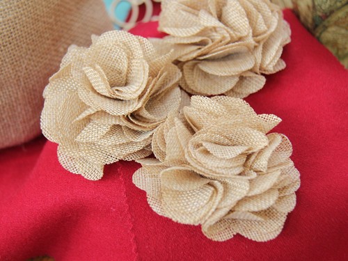 3/" Burlap Rustic Flowers Rose 100 pcs Chic,Wedding Decor,Craft Country Hemp