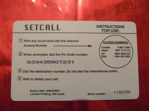 SETCALL 500 ex 10 $ RARE CARTE TELEPHONIQUE NEUVE SERGE GAINSBOURG