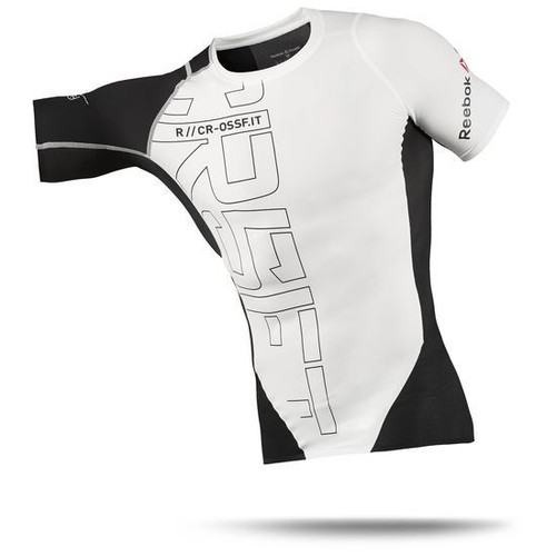 Mens Reebok Crossfit Midweight Short Sleeve Compression Top T Shirt White NEW
