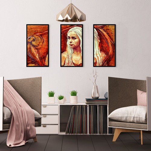 Daenerys Targaryen Poster 3PCS HD Canvas Print Home Decor Room Wall Art Picture