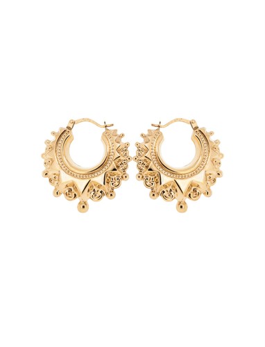 9ct 9Carat New Yellow Gold Ladies Spike Victorian Style Creole Hoop Earrings