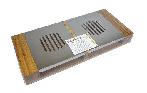 DOUBLE FOOD WARMER BAMBOO STAINLESS STEEL CANDLE BURNER HEAT FOOD WARM