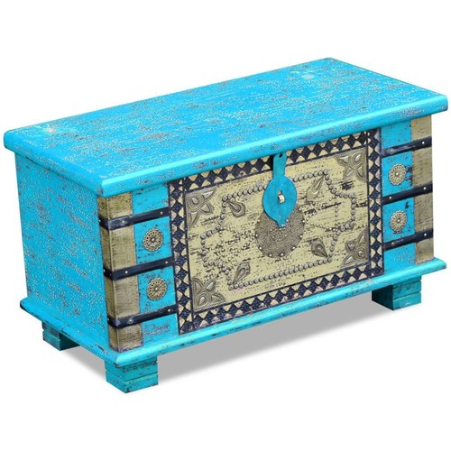 vidaXL Solid Mango Wood Storage Chest Box Trunk Living Room Decor Red//Blue
