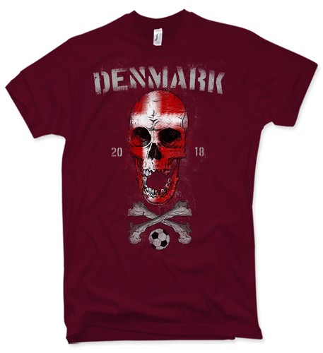 T-Shirt Men/'s Denmark Skull World Cup 2018 Football Fan Denmark S-5XL