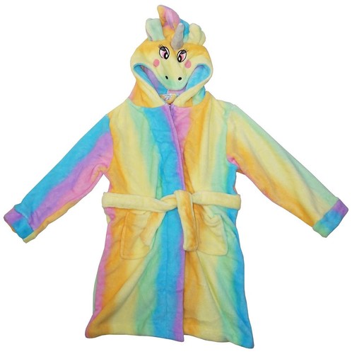 Girls Rainbow UNICORN Horse Hooded Dressing Gown with Tail 7-13 Years RRP £39.99