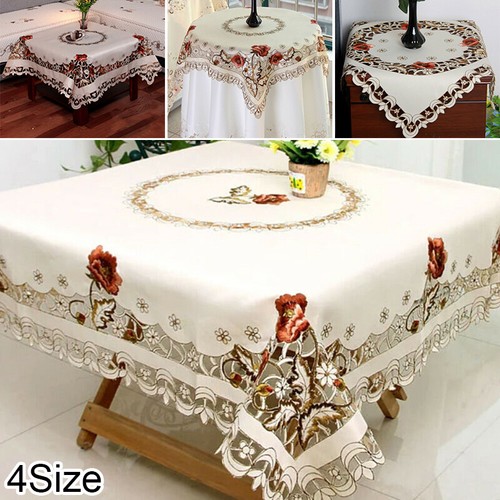 Rural vintage nappe brodée dentelle fleurie Table Housse en Tissu Mariage Decor