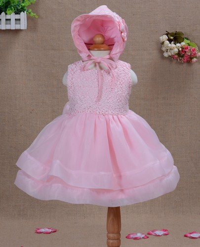 Baby Taufe Partykleid mit Haube in Rot Pink Elfenbein 0 3 6 12 18 24 Monate