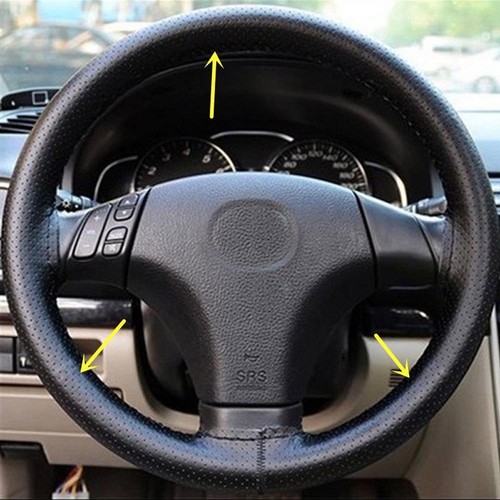 Auto Truck PU Leder Lenkradhülle mit Nadeln und Faden DIY schwarz HS