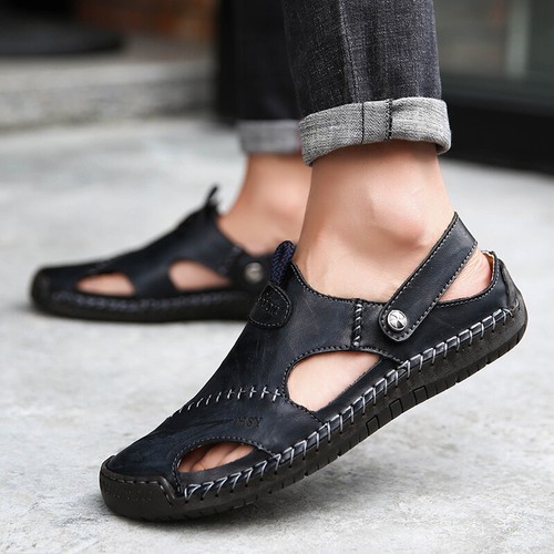US Men Summer Fisherman Sandals Slippers Closed Toe Leather Walking Shoe Outdoor