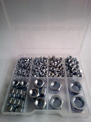 367 Pcs M10 M12 M8 M4 M14 Hexagon Full Nuts Set in plastic box M3 M5 M6
