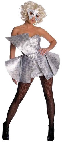 Lady Gaga Pop Rock Star Sequin Fancy Dress Halloween Teen Adult Costume 2 COLORS