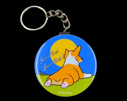 Corgi Cartoon Keychain Suns Out Buns Out Key Ring Gift and Accessories