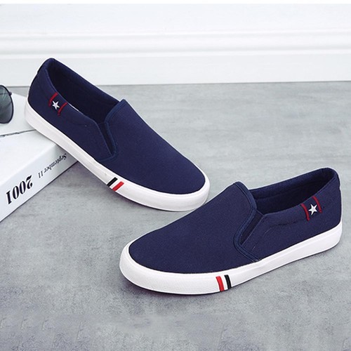 Cool Men No Shoelaces Loafers Leisure Slip on Canvas Shoes Casual Sneakers C HK