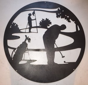 Image is loading Golf-Scene-Steel-Wall-Art-24-034-Diameter-