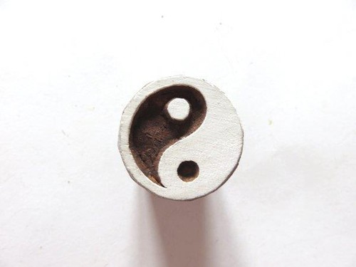 1972 Indischer Holzstempel Ying Yang Tattoo Stempel Motivstempel Nr