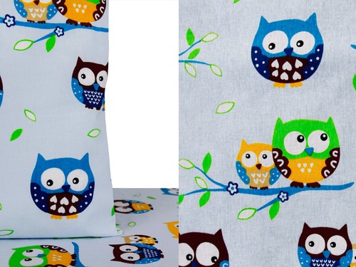 6,40 €//m 50cm STOFF BAUMWOLLE Dekostoff Eule Tiere Muster himmelblau