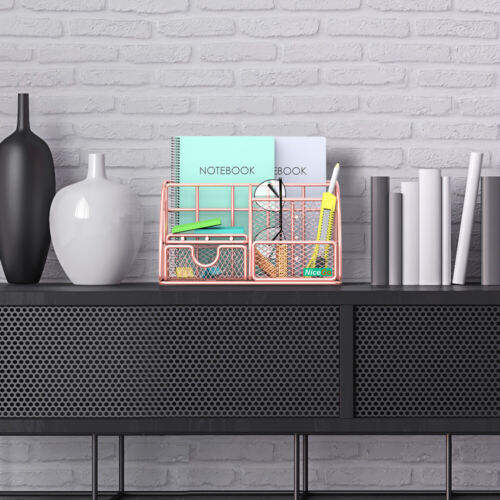 Rose Gold Desk Organizer for Women Multi-Functional Desk Supply Organizer