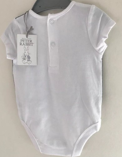 0-3 Months Peter Rabbit White Bodysuit With Integrated Navy /& White Waistcoat