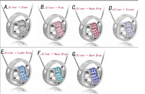 N5 SILVER COLOURED VIOLET JEWELLED HEART SHAPE PENDANT MORE AVAILABLE