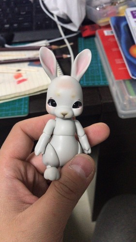1//12 Mini BJD SD Dolls Tobi Rabbit No Make Up Bare Doll Gray Resin