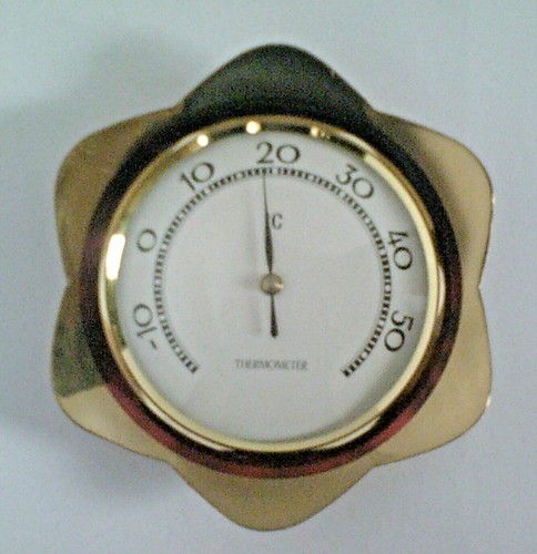 3.94 inch Original 1950s Antique Vintage Bimetal Thermometer C Brass Ring