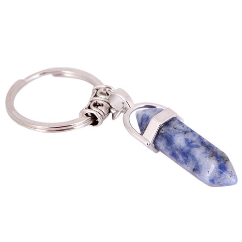 New Rock Natural Crystal Key Chain Quartz Healing Point Chakra Stone Key new.