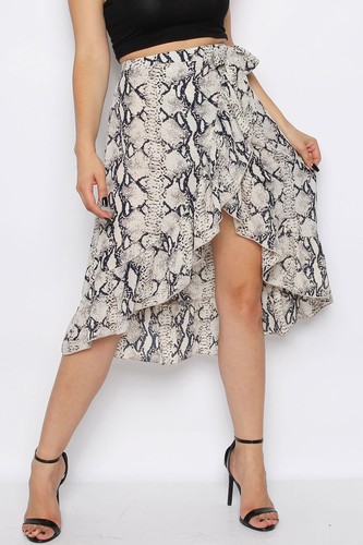 RRP £39.99 Snakeskin Wrap Frill Midi Skirt