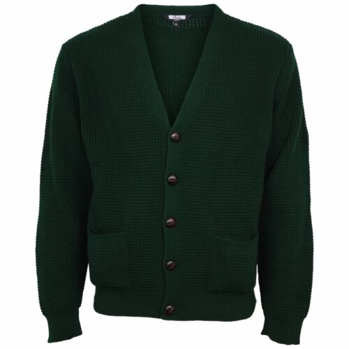 Relco Waffle Knit Cardigan Football Buttons Navy Black Green Burgundy Mustard