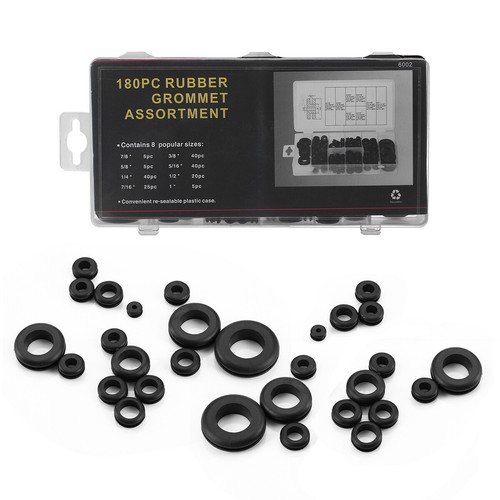 180Pcs Rubber Grommet Assortment Kit Firewall Hole Electrical Wiring Gasket Plug