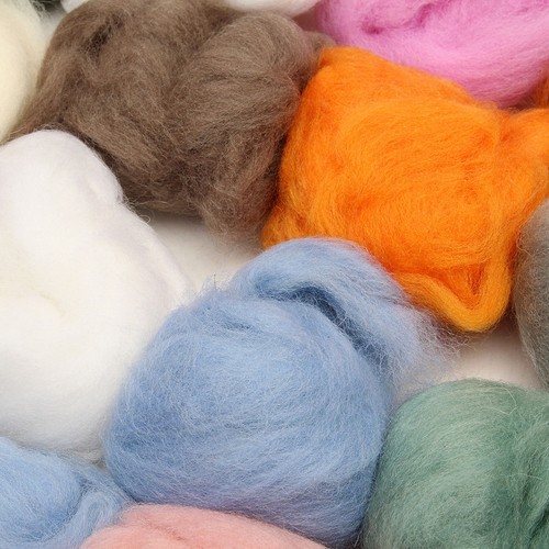 Retro Lot of 36 colors Merino Wool Fibre Roving For Needle Felting Hand Spinning