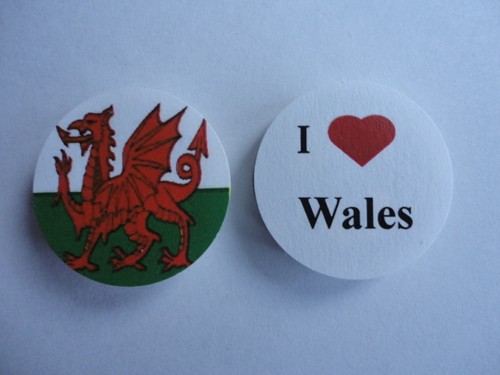 New Wales I Love Wales Welsh Dragon Flag 25mm Button Lapel Pin Badge