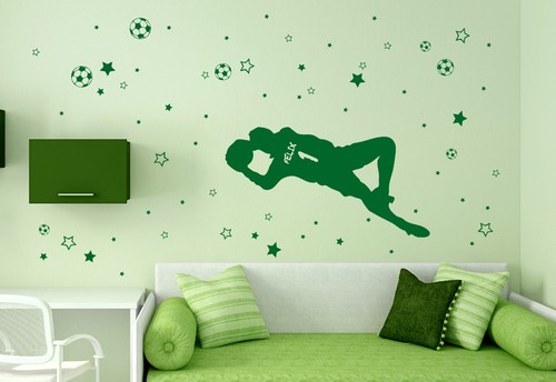 Pegatina de muro nombre futbolista habitación infantil pegatinas fútbol murales portero