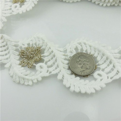 1 Meter Embroider Salix Leaf 58mm White Flower Lace Bridal Trims Applique Sewing