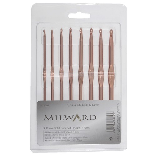 15cm x 8-Milward in alluminio per casse 3mm 6.5mm ROSE Gold uncinetto Set