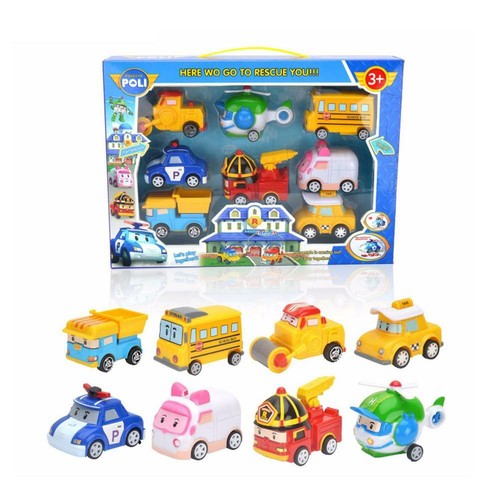 8PCS Taiwan Vente Chaude POLI Déformé Robocar Poli P5 Pull Back Car Des Jouets