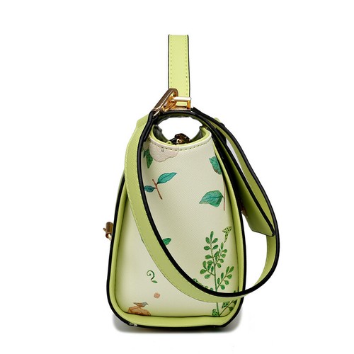 Ladies Floral Pattern Wing Satchel Shoulder Tote Bag Handbag Cross Body Green