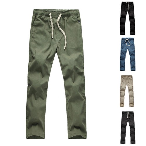 Hot Mens Slim Fit Sports Athleisure Pants Linen Trousers Tracksuit Sweatpants