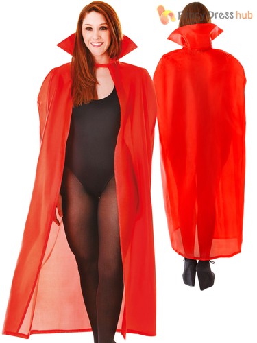 Adults Long Dracula Vampire Cape Halloween Black Red Fancy Dress Accessory 56/"