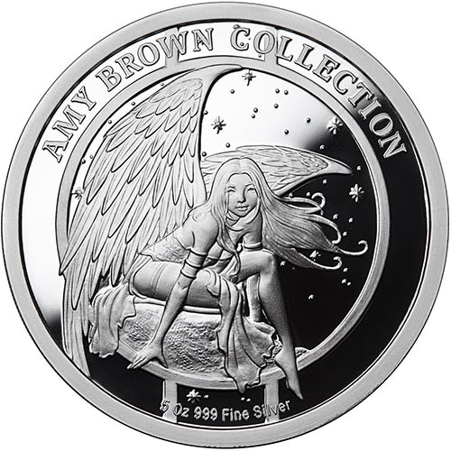 Amy Brown Collection Lady Of The Forest 5 oz .999 Silver Colorized Proof Round
