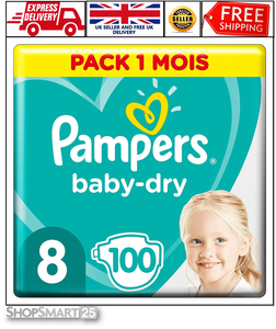 17+Kg 100 Nappies Pampers Baby-Dry Size 8