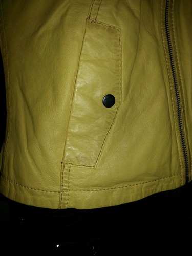 Mandarino Nobile Donna Giacca di pelle Lammnappa-tendenza in pelle colore giallo misura 42 NUOVO
