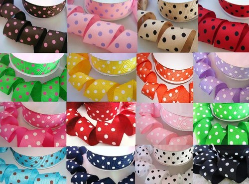 5 yard Green//hot pink Polka Dots Grosgrain 1.5/" Ribbon 38mm//polyester//gift R20-G