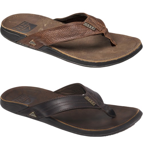 Reef Mens J-Bay III Leather Summer Beach Flip Flops Sandals 7 UK Camel