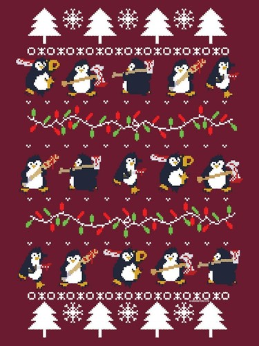 Psycho Penguin Sweater Seasonal Cheer Christmas Jumper Men/'s Burgundy