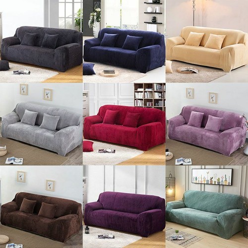 Easy Fit Sofa Slipcover Stretch Protector Soft Couch Cover Thick Plush Velvet US